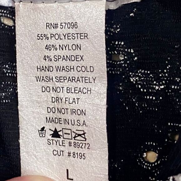 NICOLA Black White M/L Sleeveless Embroidered Look Mock Neck Top Y2K - Picture 9 of 9